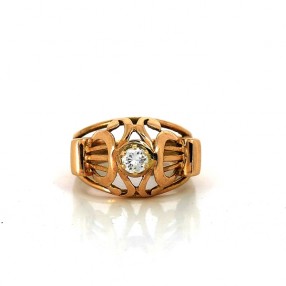 Bague diamant en or jaune ajouré 18k