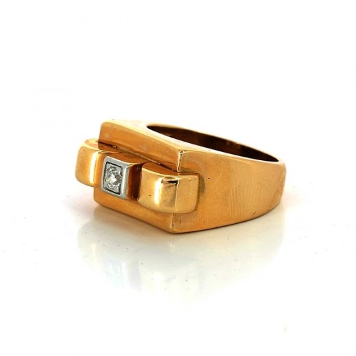 Bague Vintage Années 60 En Or 18K Massif Avec épaule En Corail Méditerranéen - Taille ITA 18 / US 8.3