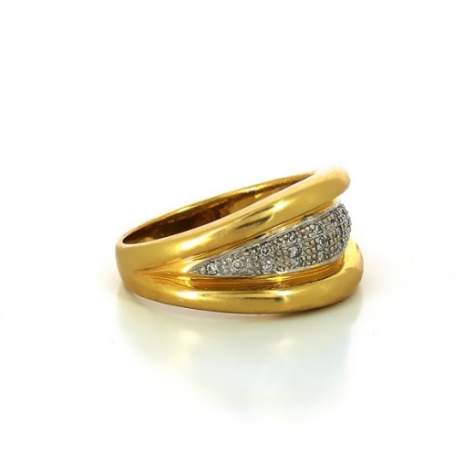 Bague diamantée en or jaune 18k