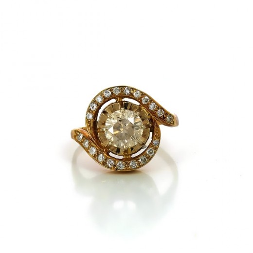 Bague diamants en or jaune 18k