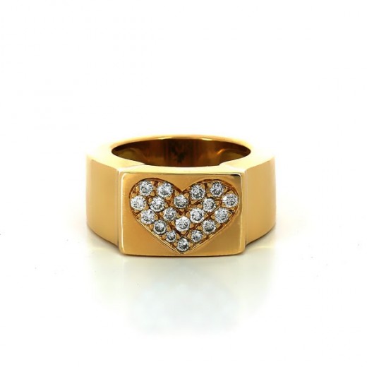 Bague Coeur diamanté en or jaune 18k