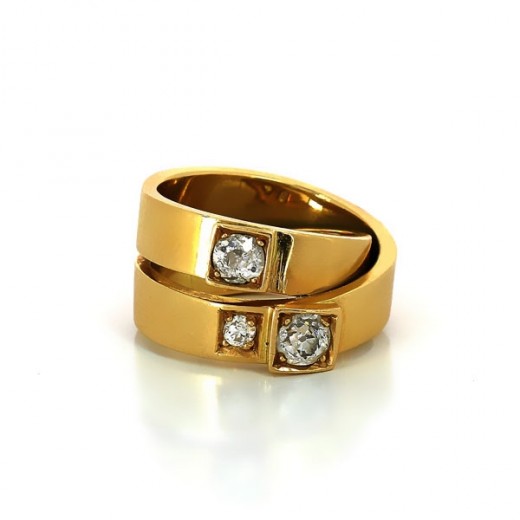 Bague diamants en or jaune 18k