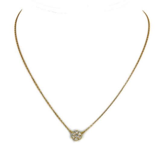 Collier fleur diamants en or jaune 18k