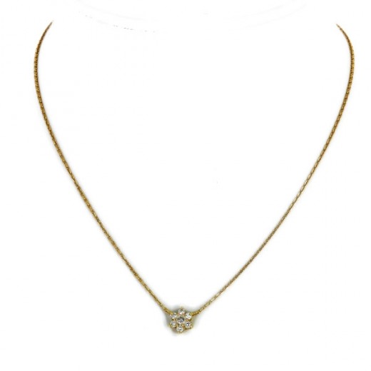 Collier fleur diamants en or jaune 18k