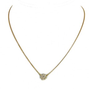 Collier fleur diamants en or jaune 18k