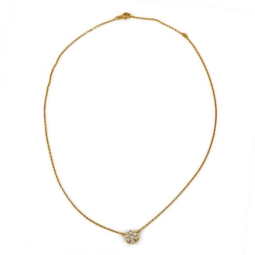 Collier fleur diamants en or jaune 18k