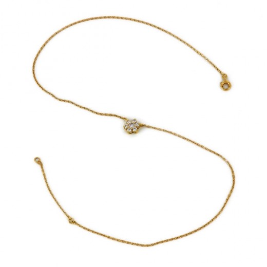 Collier fleur diamants en or jaune 18k