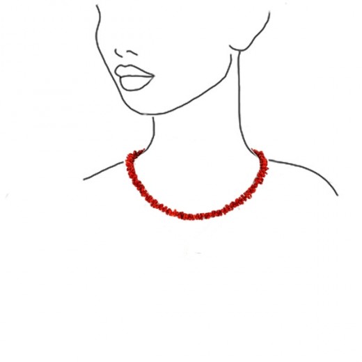 Collier Vintage En Corail Branche - Rouge - Bijou Ancien Élégant - Très Bon État