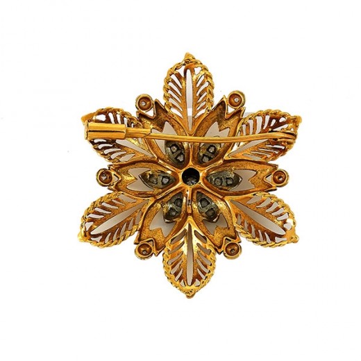 vintage BROCHE FLEUR alliage plaqué or fabricant LMJ (Lavender Moon Jewels USA