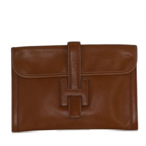 Pochette Hermès Jigé en cuir gold