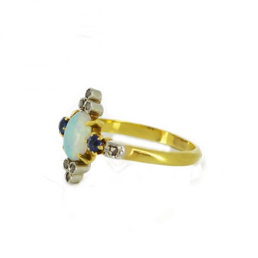 Bague Ancienne En Or 18K - Sertie D'un Saphir Blanc - Taille 51 - Poinçon Tête D'aigle - Repolie