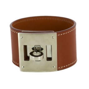 Bracelet Hermès Kelly Dog en cuir gold