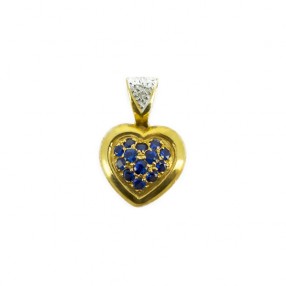 Pendentif Coeur diamants et saphirs