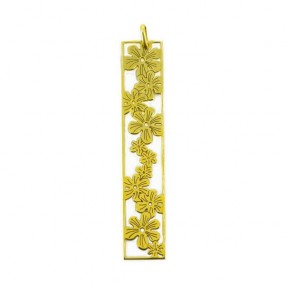 Pendentif plaque florale en or jaune