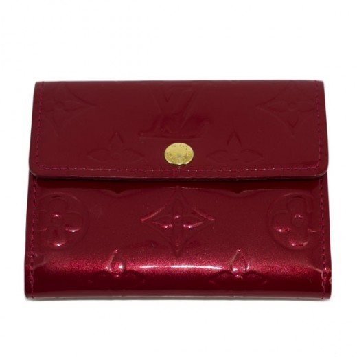 Porte-monnaie Louis Vuitton Ludlow en cuir vernis cerise