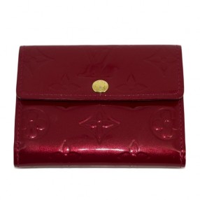 Porte-monnaie Louis Vuitton Ludlow en cuir vernis cerise