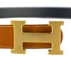 Ceinture Hermès H en cuir noir/ gold