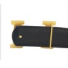 Ceinture Hermès H en cuir noir/ gold