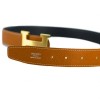 Ceinture Hermès H en cuir noir/ gold