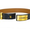 Ceinture Hermès Médor en cuir noir