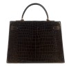 Sac Hermès Kelly 35 en cuir de crocodile chocolat
