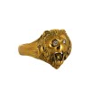 Bague Tête de lion en or jaune 18k et diamants