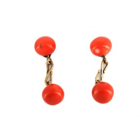 Boutons de manchette en corail et or jaune 18k