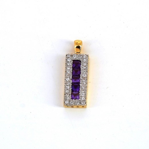 Pendentif diamants et pierres violettes