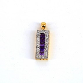 Pendentif diamants et pierres violettes