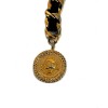Ceinture Chanel Vintage Médaillon en métal doré et cuir