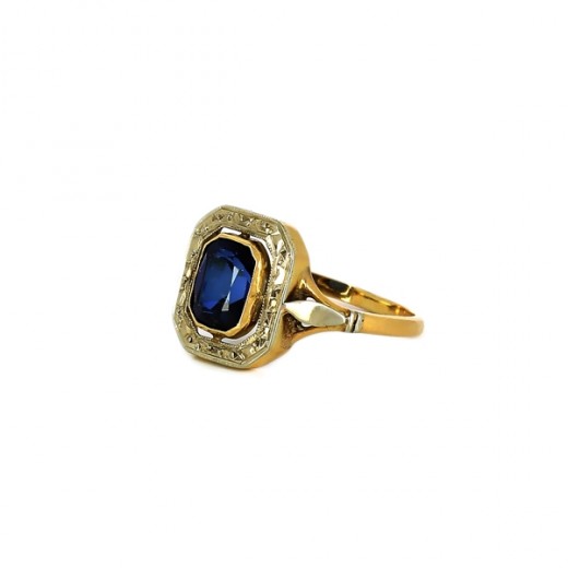 Bague deux ors avec saphir