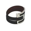 Bracelet Hermès H coulissant en cuir noir