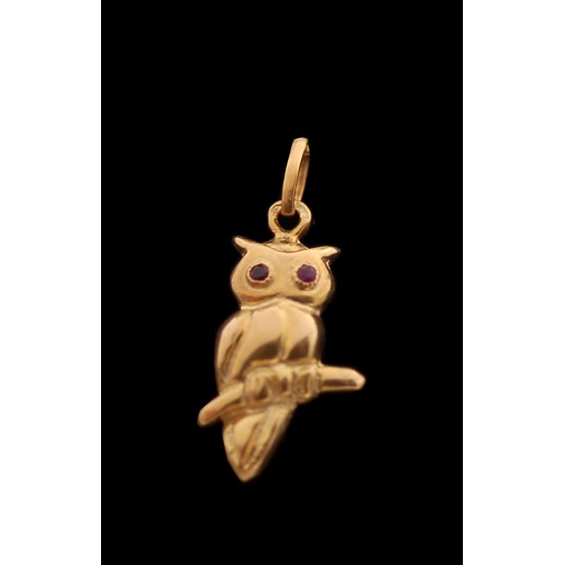 Pendentif Chouette en Or et Rubis