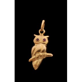 Pendentif Chouette en Or et Rubis