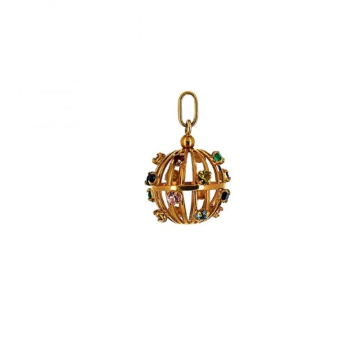 Pendentif or sphere avec pierres