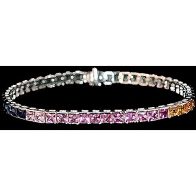 Bracelet ligne saphirs multicolores
