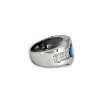 Bague en or blanc, diamants et saphir