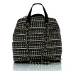 Sac Chanel cabas en tissu et en cuir noir