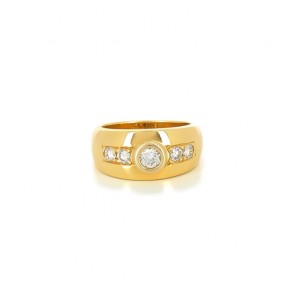 Bague En Or Avec Pierres Et 4 Brillants - Bijou Occasion, Style élégant