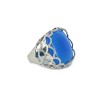 Bague or blanc 18k et pierre bleue