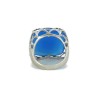 Bague or blanc 18k et pierre bleue