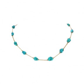 Collier de turquoises en or...