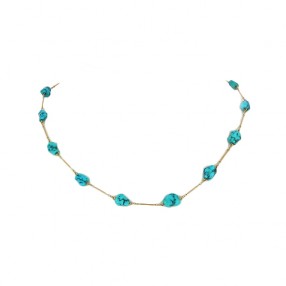 Collier de turquoises en or...