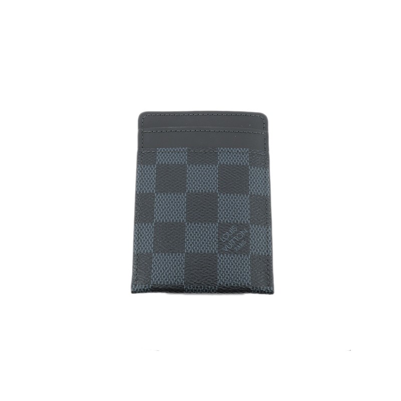 Porte-cartes Pince en toile Damier Graphite pour homme