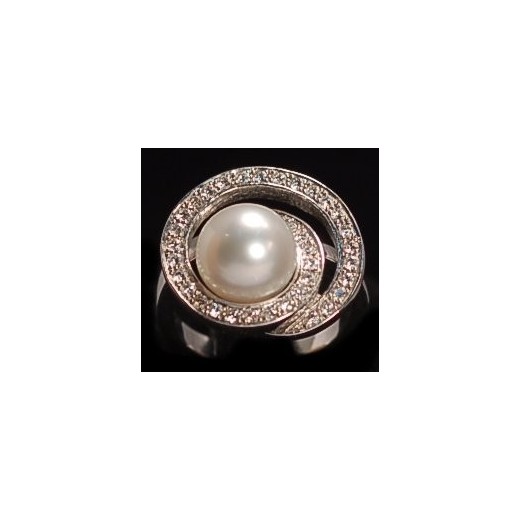 Bague or blanc Perle et Diamants