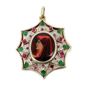 Pendentif Vintage Or Avec Pierre Améthyste - Collier Chaine - Bijou Ancien - Occasion Bon État