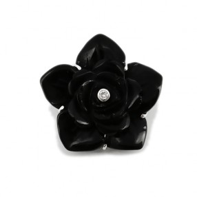 Pendentif Fleur en agate noire