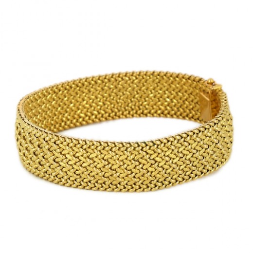 Bracelet Maille Gourmette à Pampilles Rétro Couleur Or - Bijou Vintage Occasion - Modèle A16