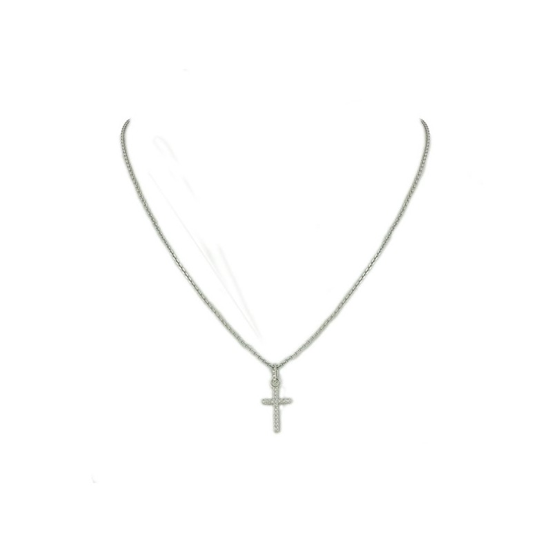 Collier Swarovski Croix en métal rhodié