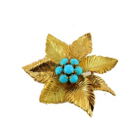 Broche Fleur en or jaune et...